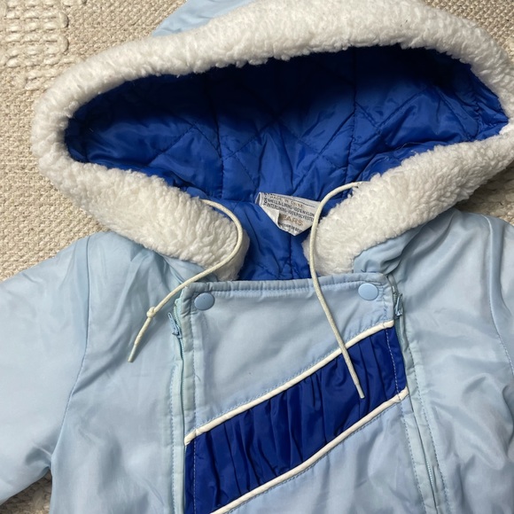 COPY - Vintage Sears Baby One Piece Snow Suit Light And Fark Blue 6-24 Months - Picture 4 of 8
